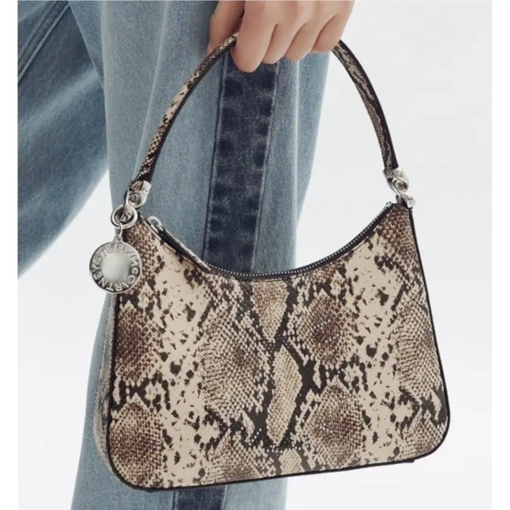 Stella Mccartney x H M Snakeskin Print Perforated Logo Shoulder Bag