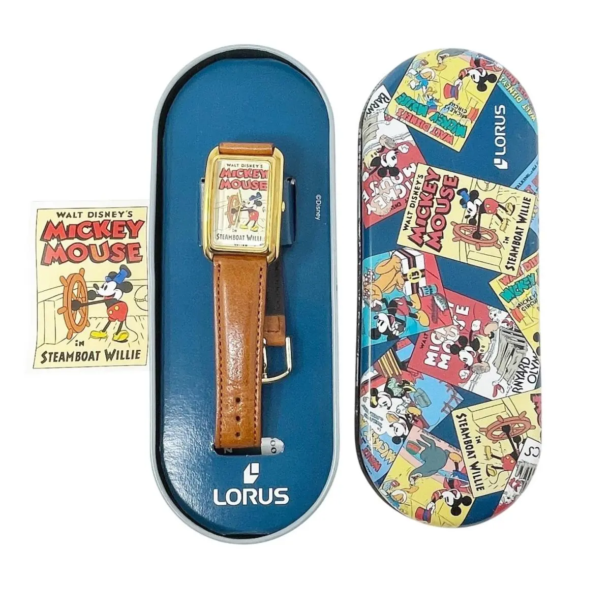 Vintage Lorus Steamboat Willie Mickey Mouse Disney Watch Nos Deadstock w T