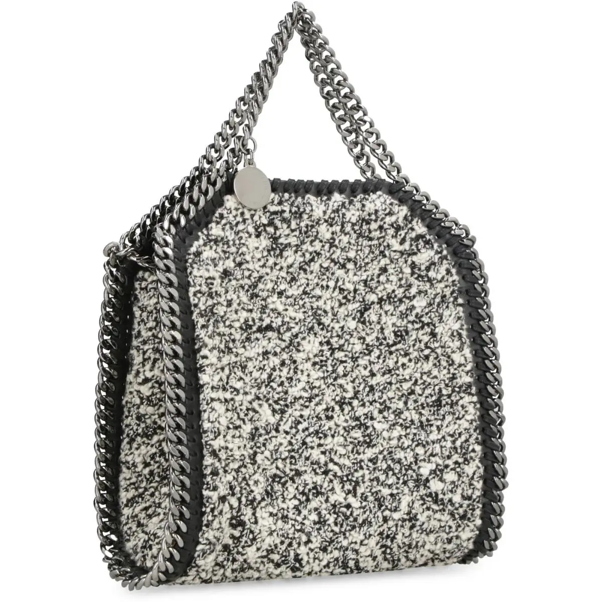Stella Mccartney Falabella Mini Boucle Crossbody Tote Black Silver