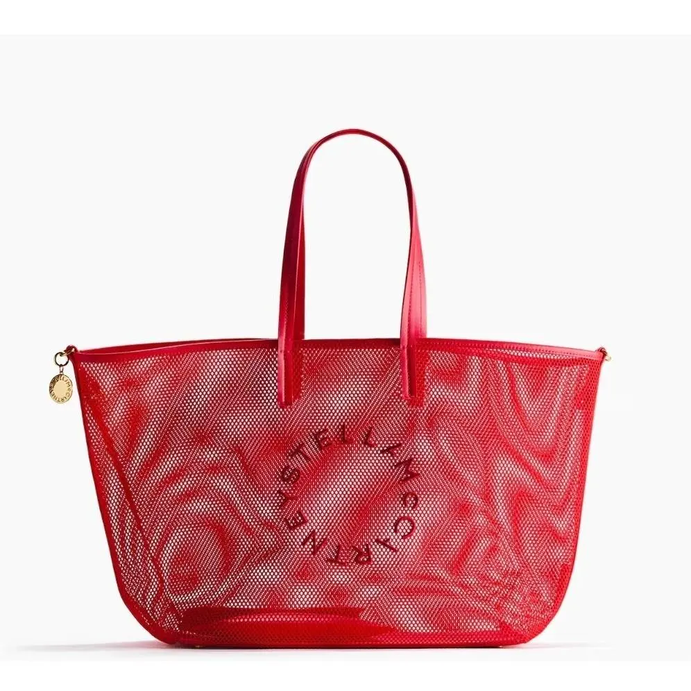 Stella Mccartney x H M Logo Mesh Tote Bag Red Shopper with Pouch