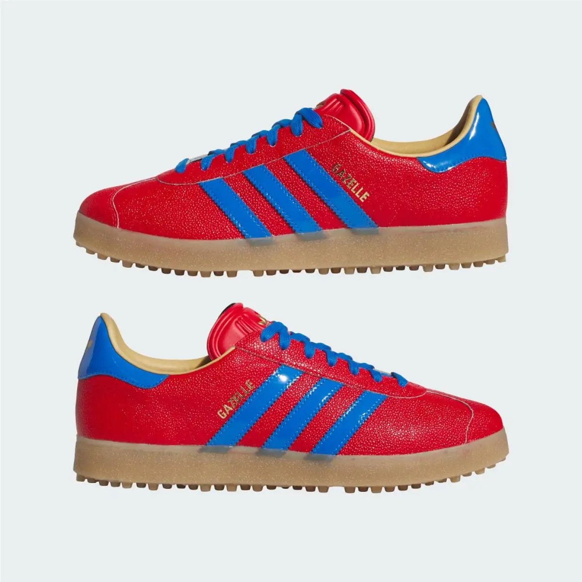 Men`s Adidas Gazelle Golf Lux Spikeless JQ7720 Scarlet Red Blue Gum SZ 13