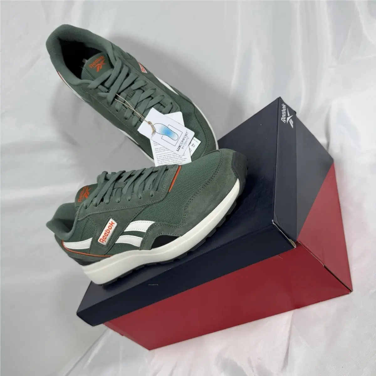 Reebok GL 1100 Escape Green W/ Luxcomfort Men`s Sneakers Mesh Suede