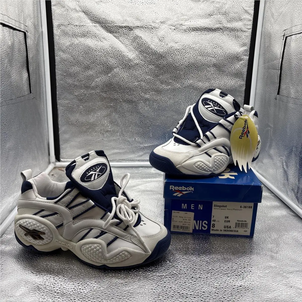 Old Stock Reebok Slingshot White/navy 1996 Tennis 6-36188