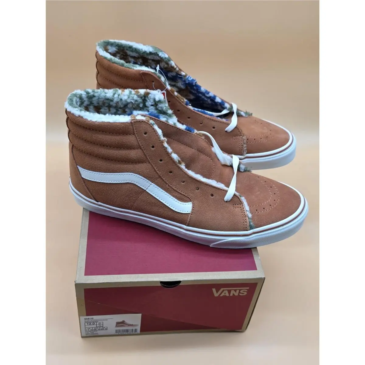 Vans Cozy Hug Men`s Size 12 Shoes Fur Lined Brown Mid Sk8 Hi