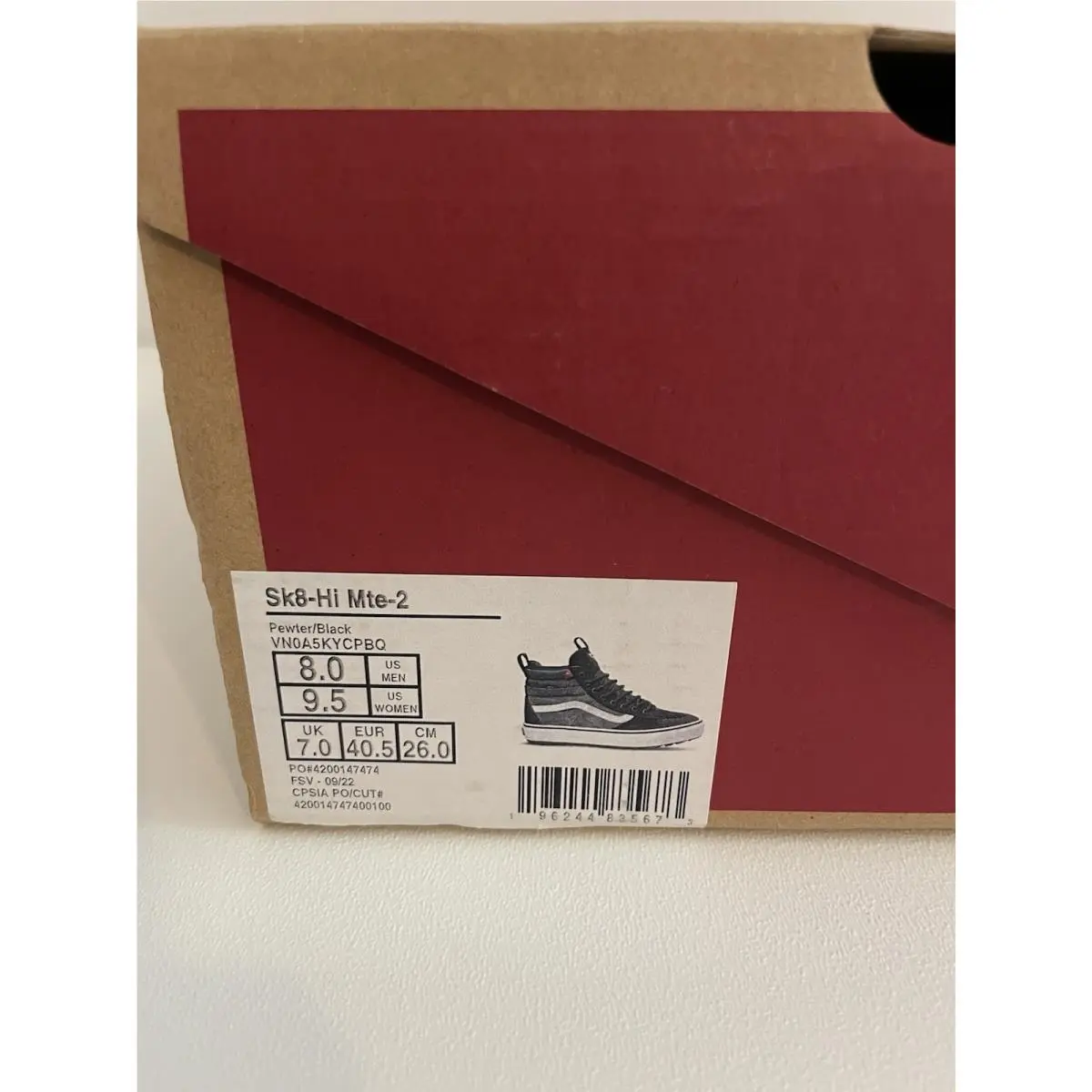 Vans shoes - VANS Sk8 Hi Mte 2 - VNOA5KYCPBQ - Gray 6