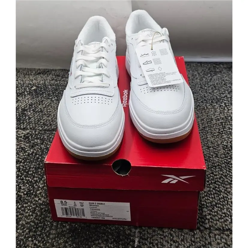 Reebok 100001198 Women`s Club C Double Shoes White Gum Size US 8.5