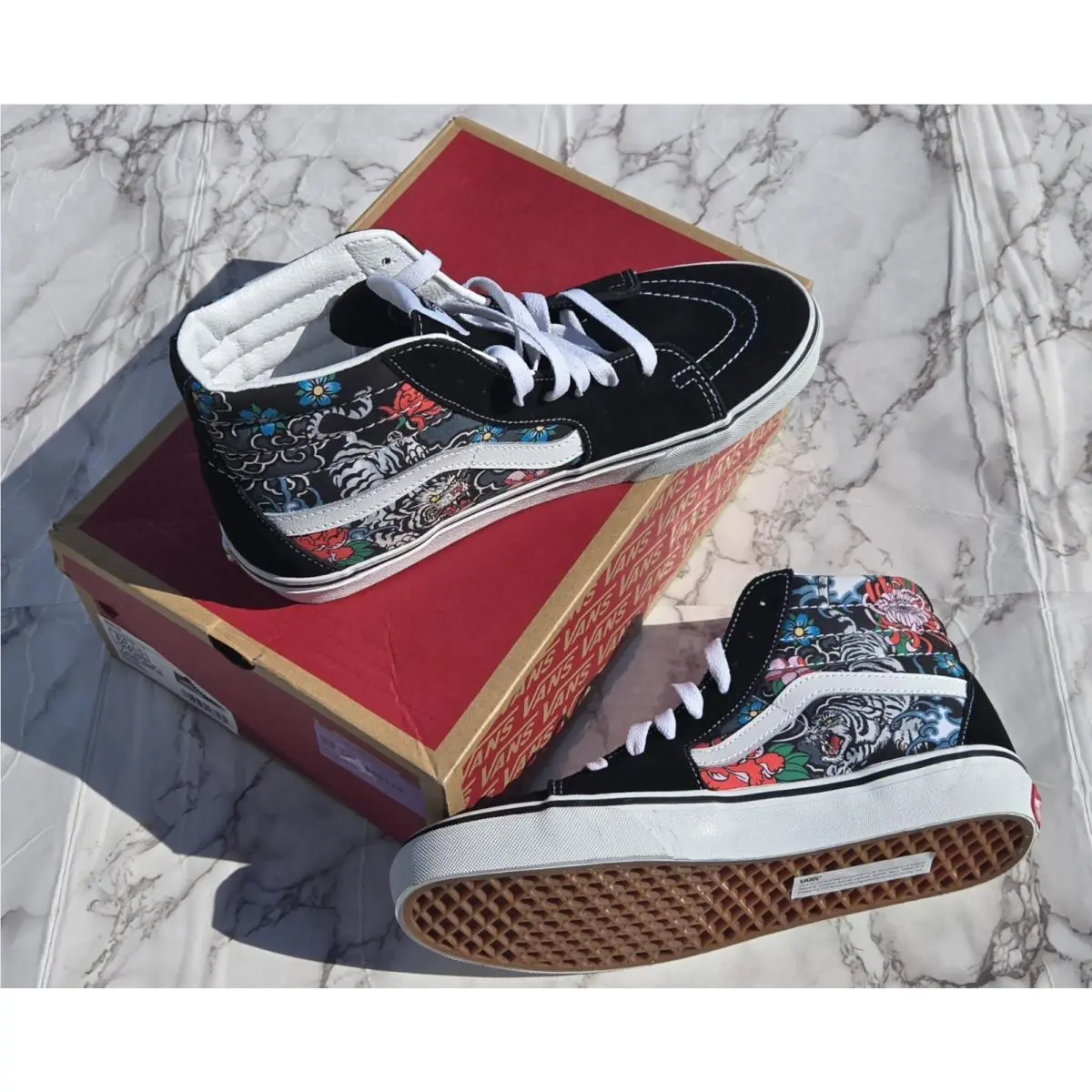 Vans Sk8 Hi Tiger Floral Men Size 8.5 Womens 10 Skateboarding Casual Sneakers