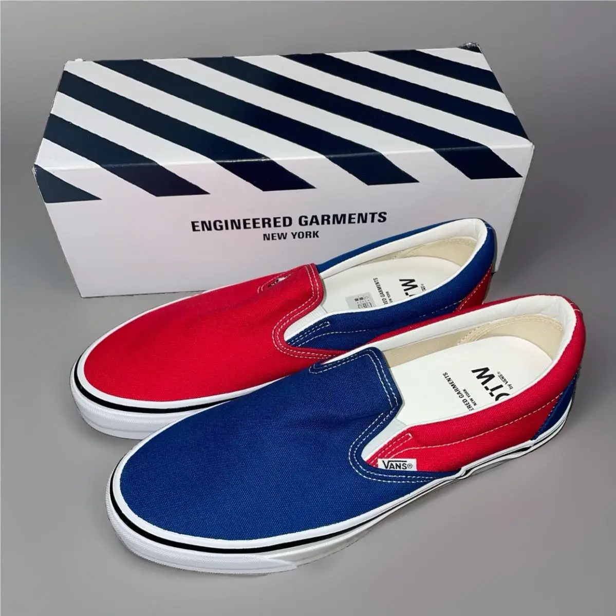 Engineered Garments Size 10 Classic Slip-on Otw -98 Red Navy US VN000EBPZ11 by Vans