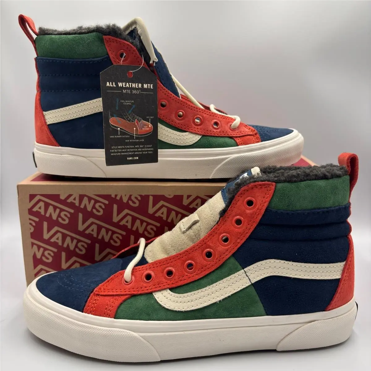 Vans Sk8-Hi Mte 360 Multi Color Block Suede High Top Sneakers All Weather 11.5