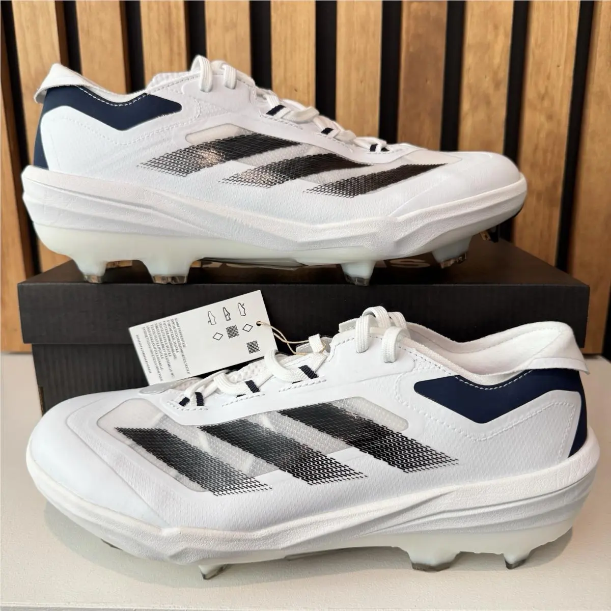 Adidas Adizero Impact Tpu Baseball Cleats White Navy Blue IH3461 Mens Size 10.5