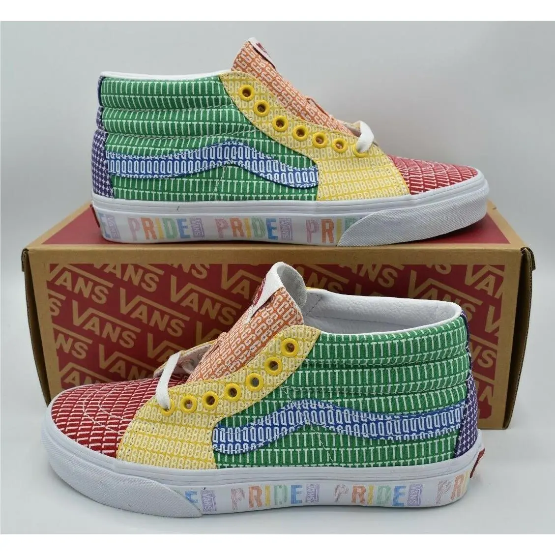 Vans Mens Size 10 Sk8-Mid True White Multicolor Pride Casual Shoes Sneakers