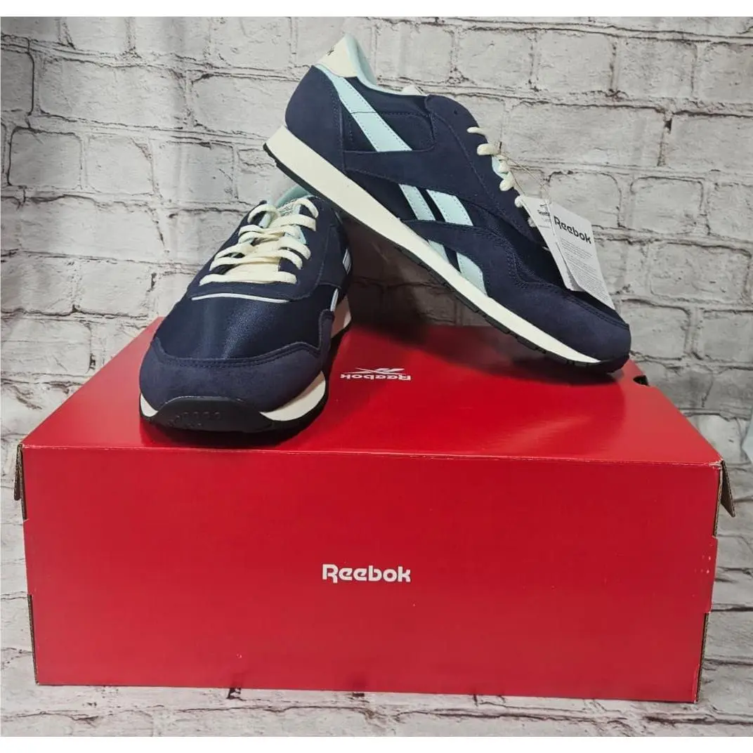 Reebok Classic Nylon Men`s Shoes Navy/aqua/chalk Size 12 Usa