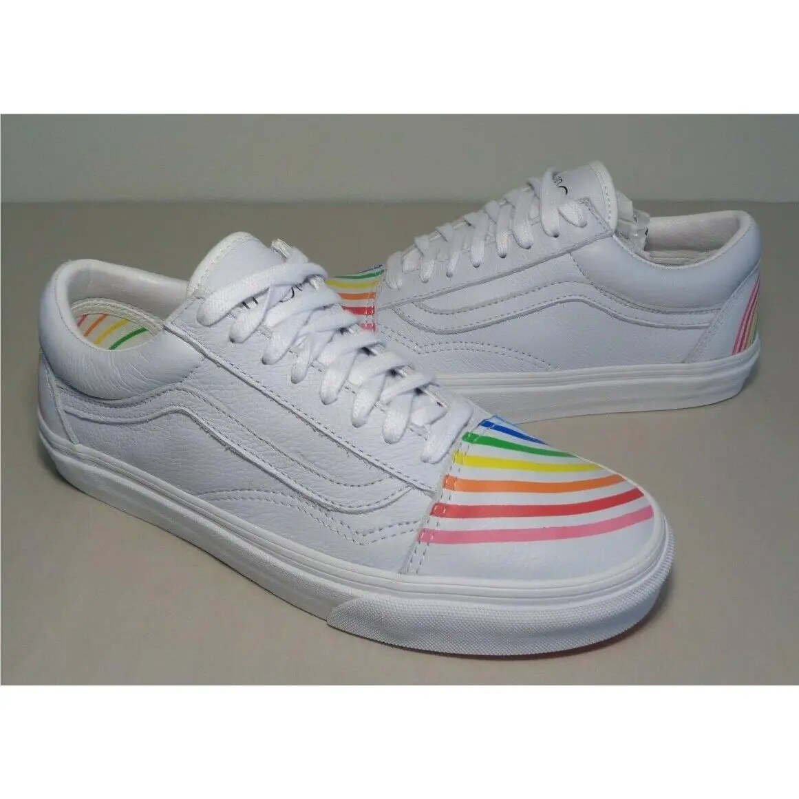 Vans Size 8 M Old Skool Flour Shop Rainbow Leather Sneakers Women`s Shoes