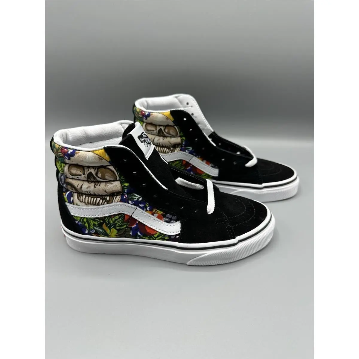 Vans Sk8-Hi Fruit Skull Skeleton Black White Women’s Size 5