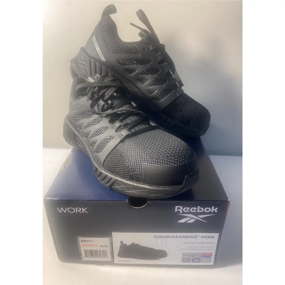 Reebok Work Fusion Flexweave Athletic Work Shoe Women`s 6.5W Black