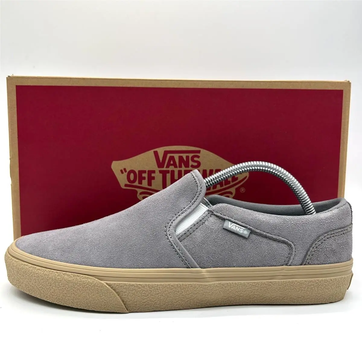 Vans Asher Shoes Mens 10 Crepe Frost Gray Suede Slip On Sneakers Skater