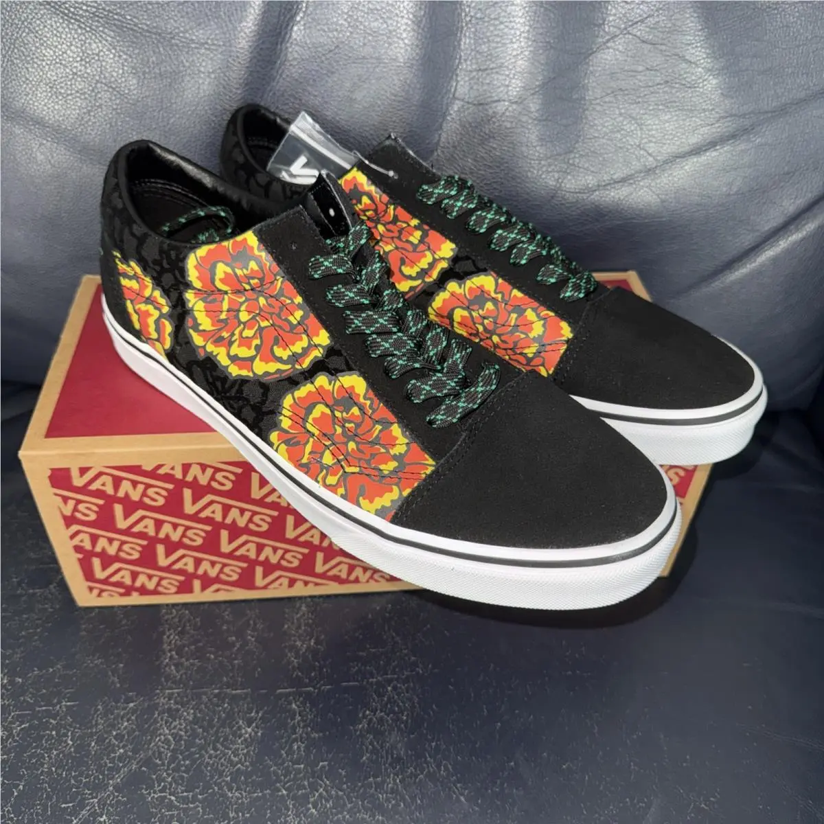 Vans Old Skool Dia De Los Muertos Black Yellow Skate Men`s Size 10 Shoes