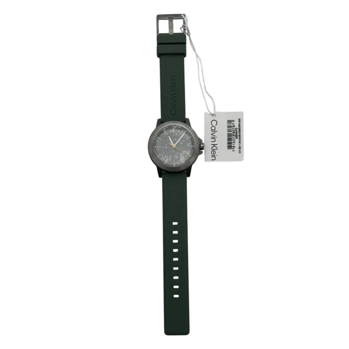 Calvin Klein CK Reset 42mm Quartz Men`s Watch Green Silicone Strap