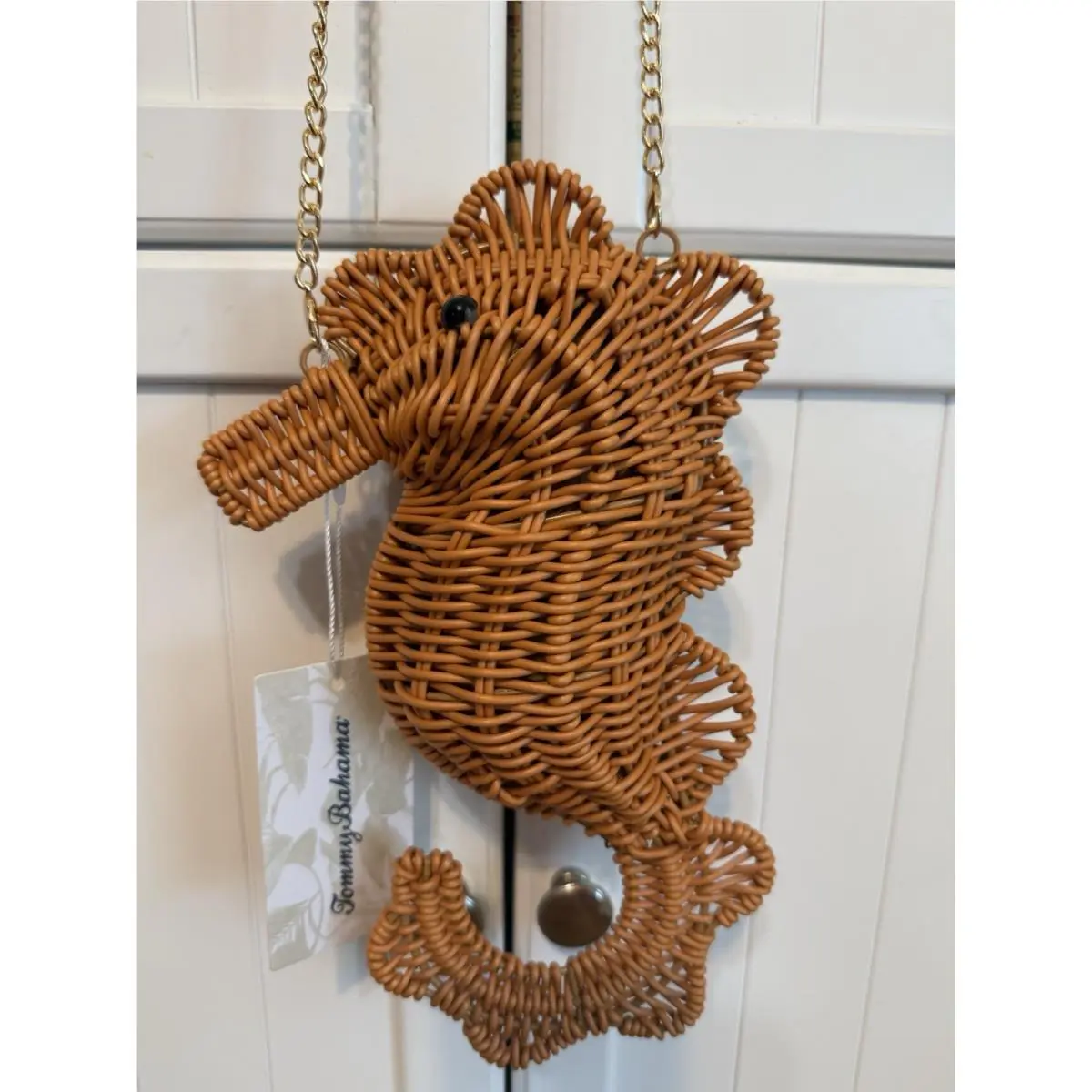 Tommy Bahama Woven Wicker Seahorse Handbag Purse
