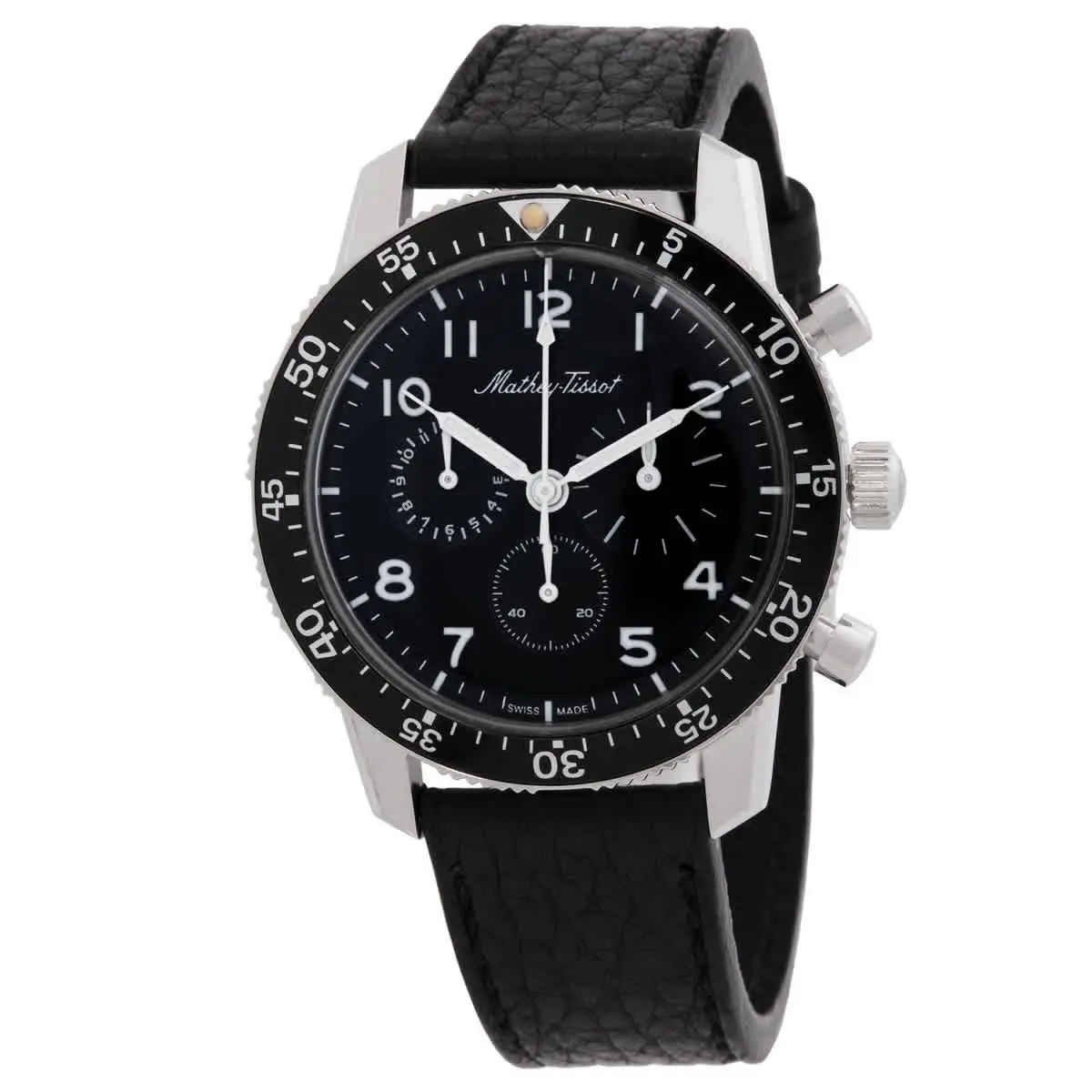 Mathey-tissot 1968 Chronograph Automatic Black Dial Men`s Watch H1968N