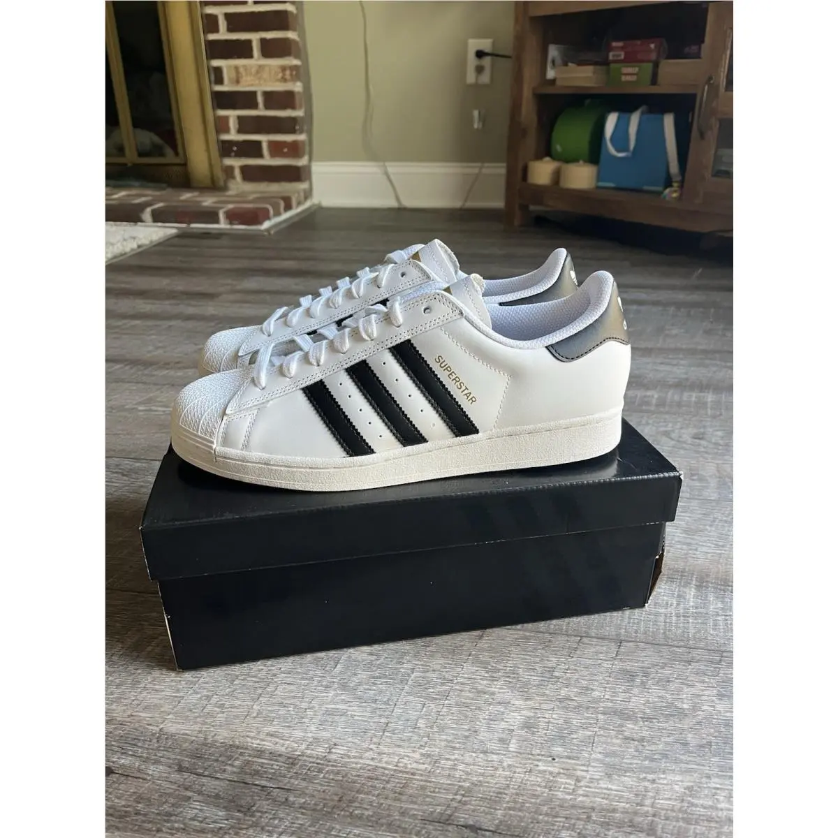 Adidas Superstar Adv White and Black Sneakers Shoes - Size 9.5 - GW6930