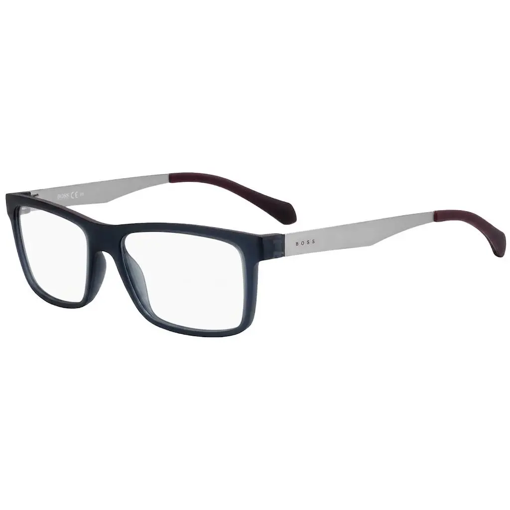 Hugo Boss Dark Grey Rectangle Eyeglass Frames w/ Flat Metal Temples 0870 005G 17