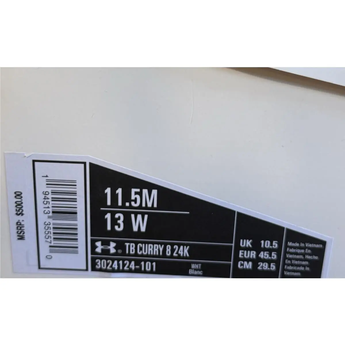 Under Armour shoes - Under Armour Curry 8 TB `24K` - 3024124-101 - White 7