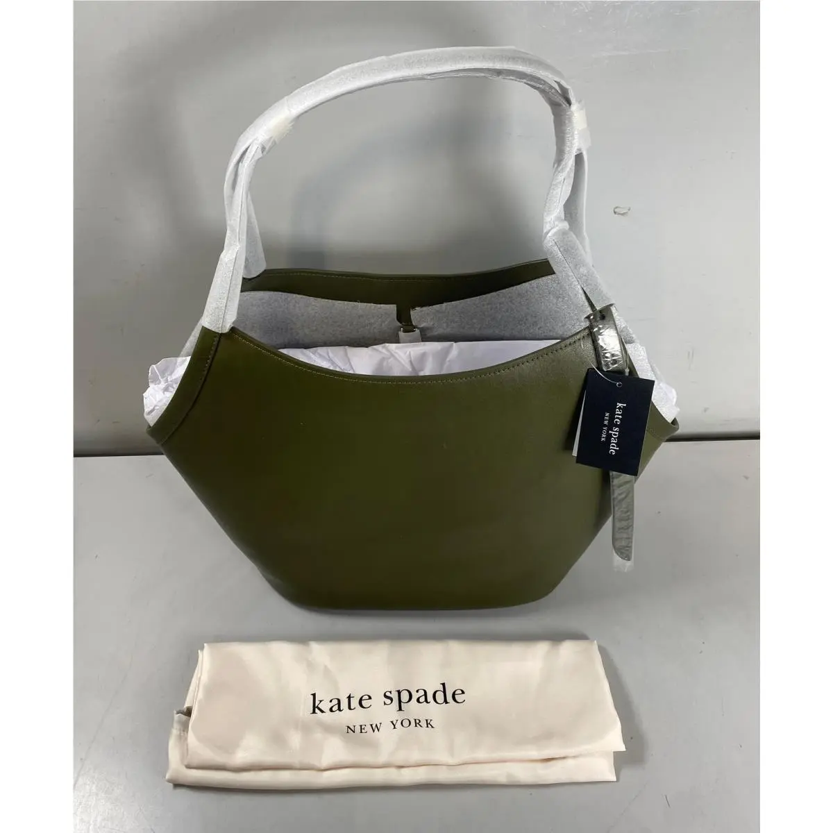 Kate Spade Womens Deco Tulip Tote Leather Hobo Shoulder Bag - Seaweed