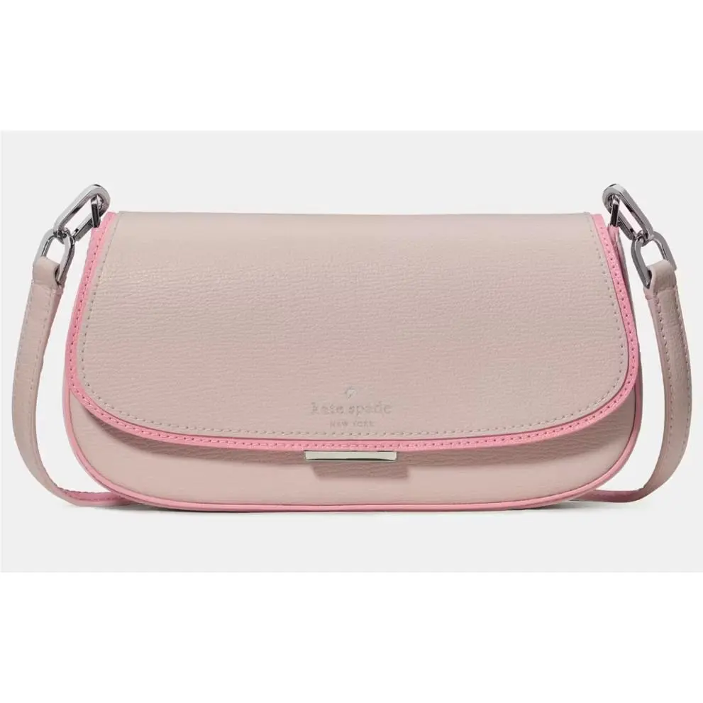 Kate Spade Quinn Flap Crossbody Powdered Shugar Leather Bag KN716