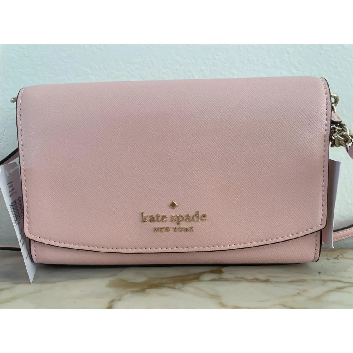 New Kate Spade New York Staci Small Flap Crossbody in Chalk Pink