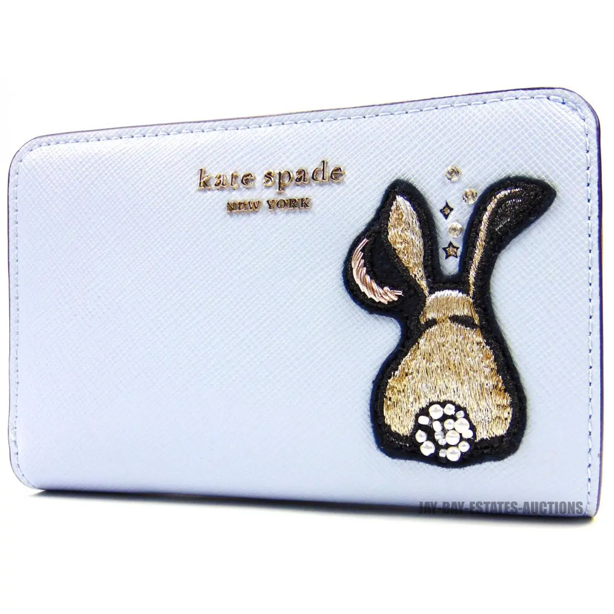 New Kate Spade New York Bunbun Bunny Compact Wallet Pale Hydra Saffiano K5653