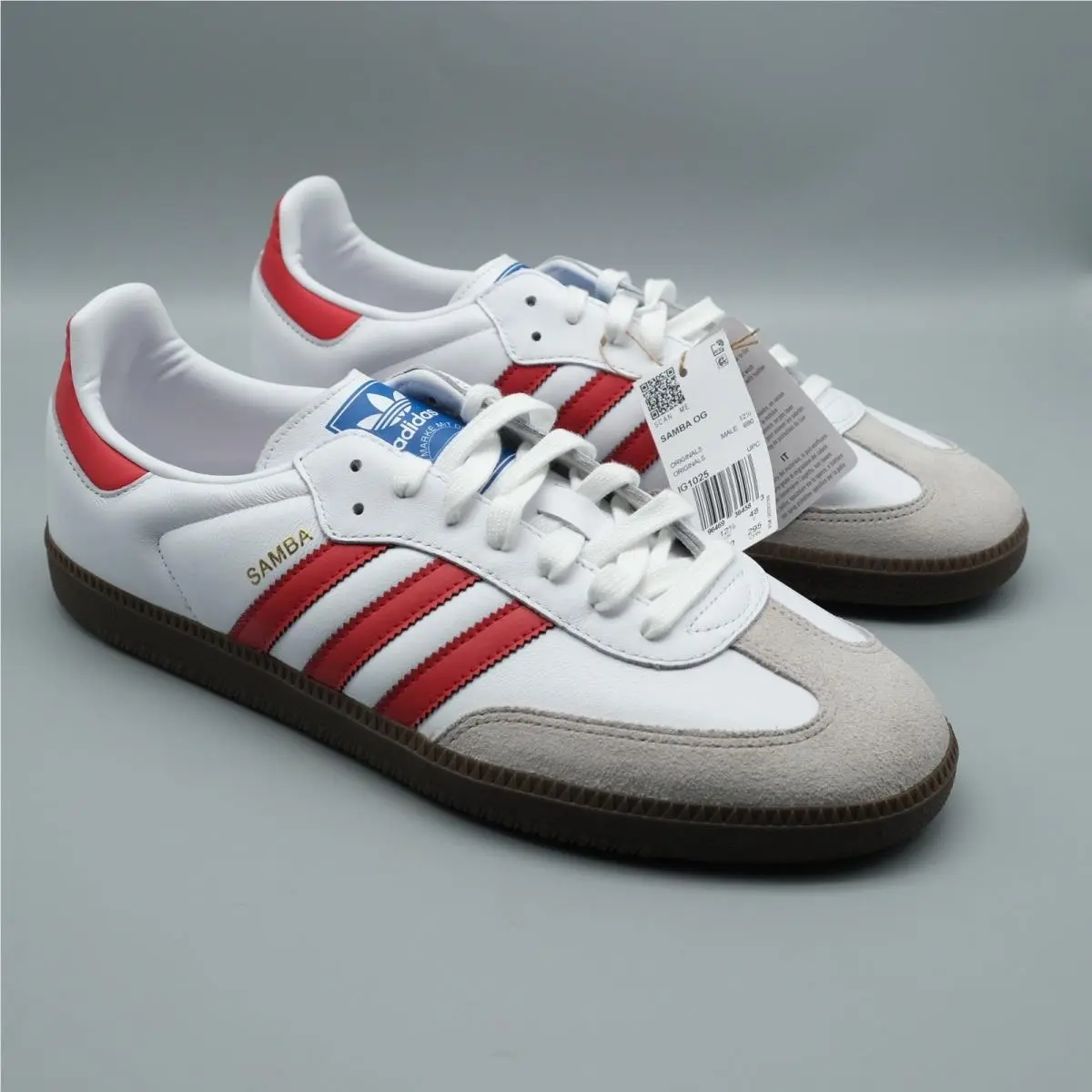 Adidas Samba OG Men`s Size 13 White Red Gum Sneakers