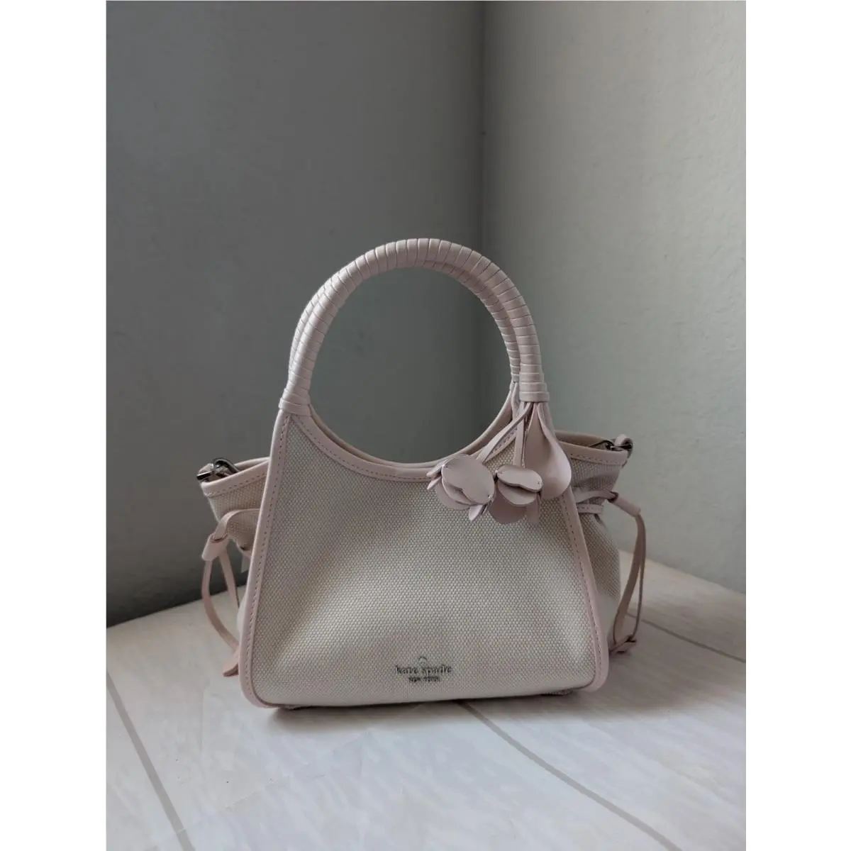 Kate Spade KN646 Stash Canvas Floral Small Carryall Bag in Pearl Pink Multi