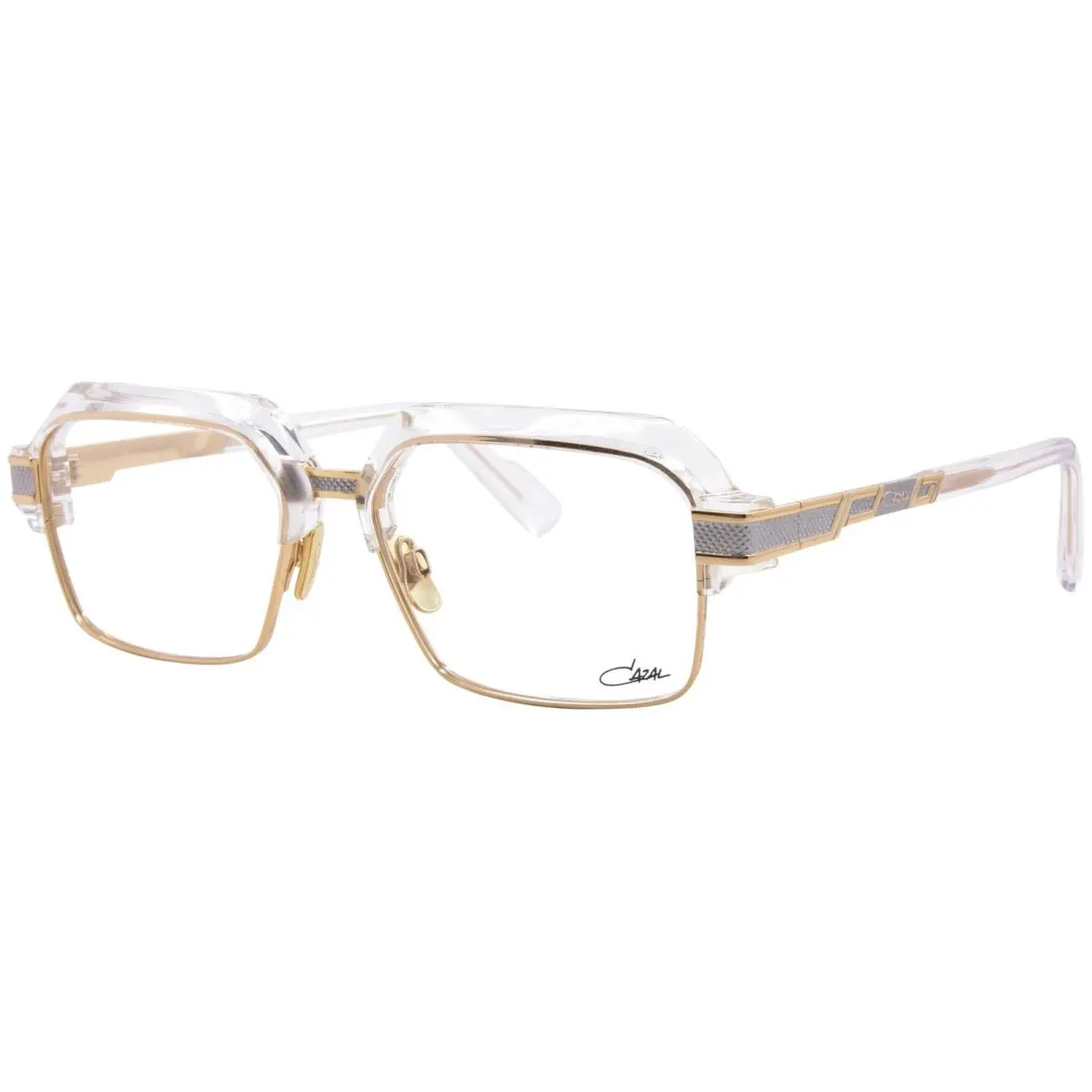 Cazal 6041 002 Eyeglasses Frame Men`s Crystal/gold Full Rim Rectangle Shape 56mm