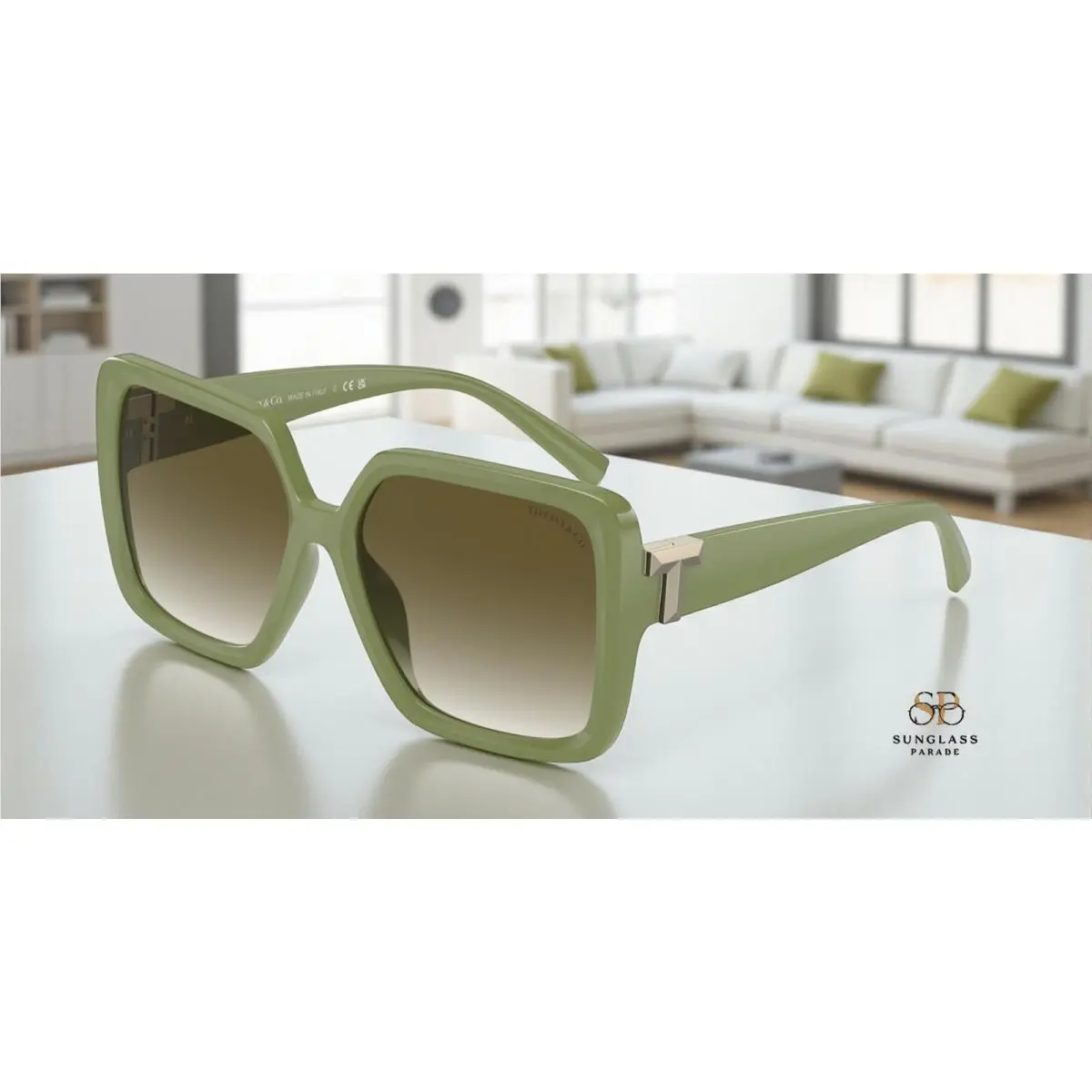 Tiffany TF4206U 83687Z Khaki Light Grey Gradient Green 58 mm Women`s Sunglasses