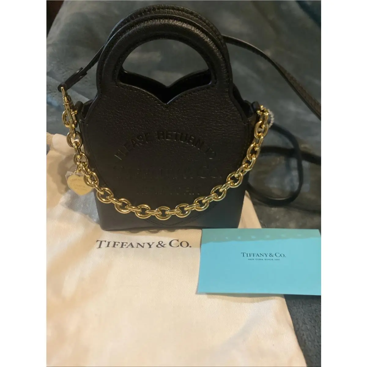 Tiffany Co. Black Leather Nano Rtt Bag Charm