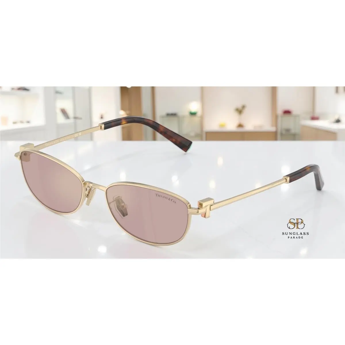 Tiffany TF3115 6189VS Pale Gold Lt Violet Mirror Internal 56mm Unisex Sunglasses