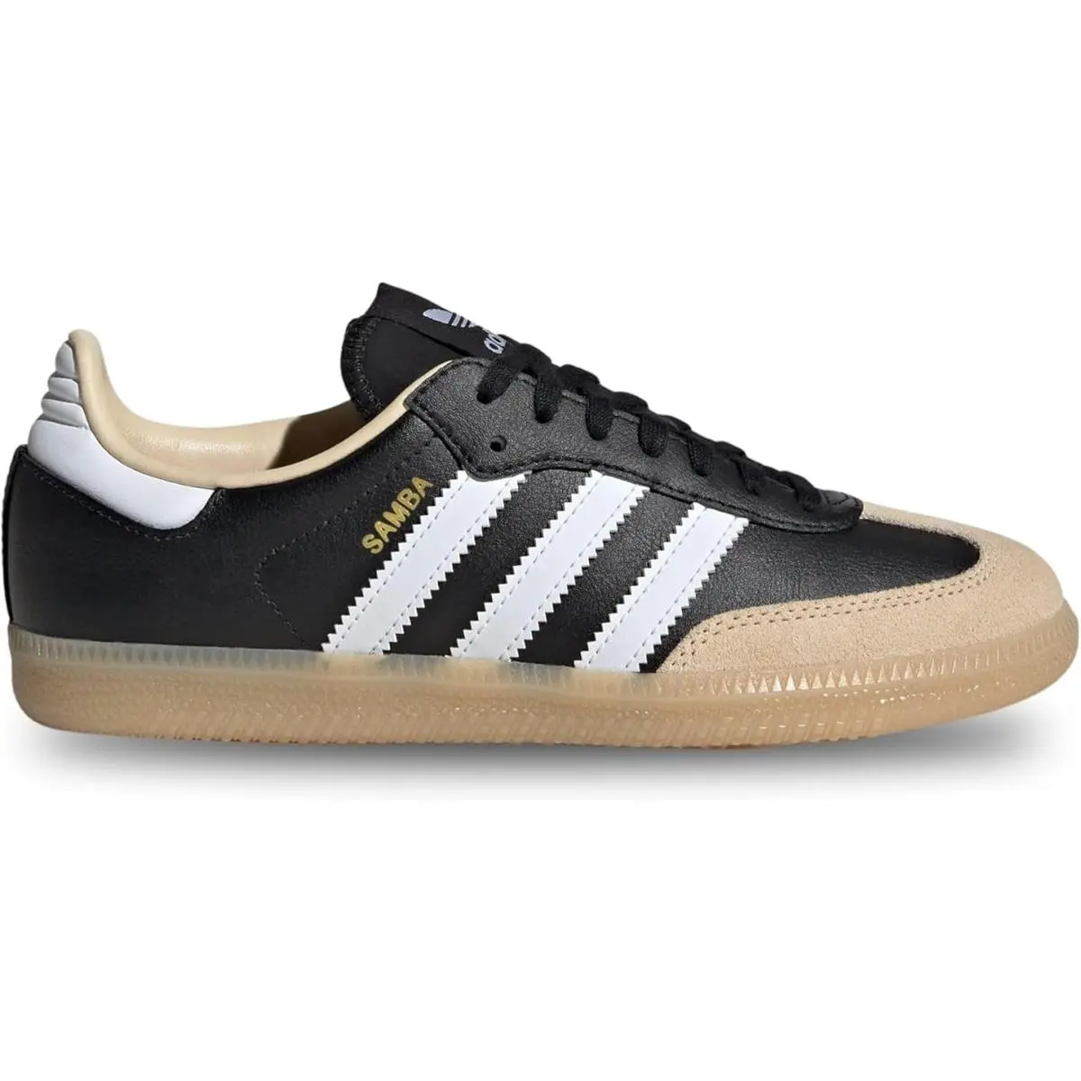 Adidas Samba OG J Youth 4.5 Black Leather Tan Suede Sneakers Shoes JQ8555