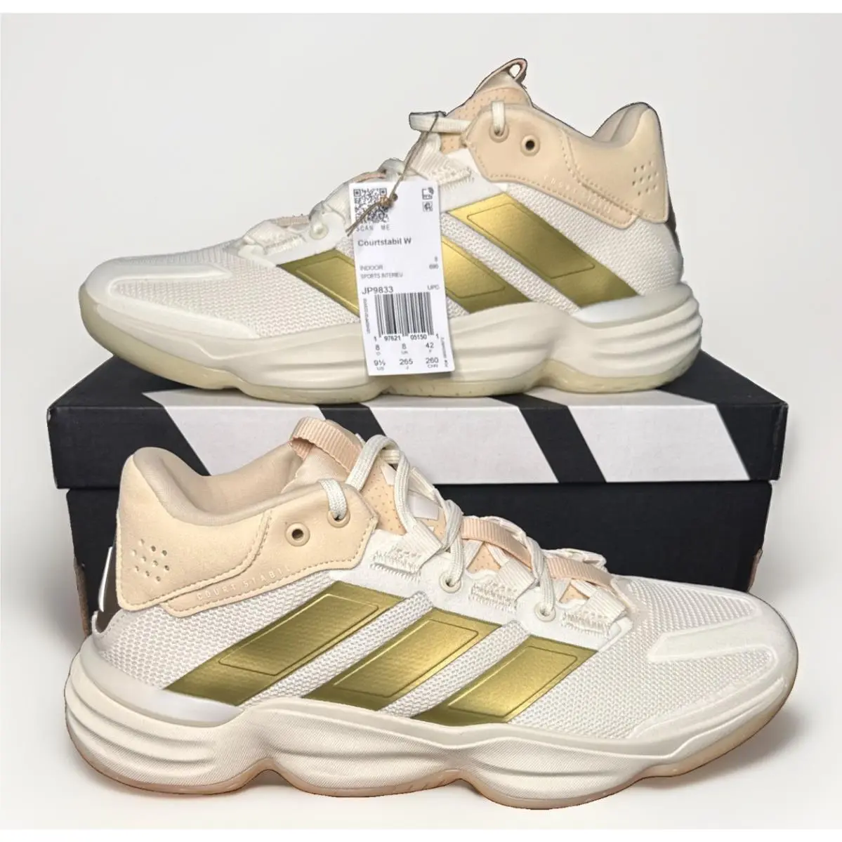 Women’s Size 9.5 Courtstabil Volleyball Off White Sneakers Athletic Shoes by Adidas