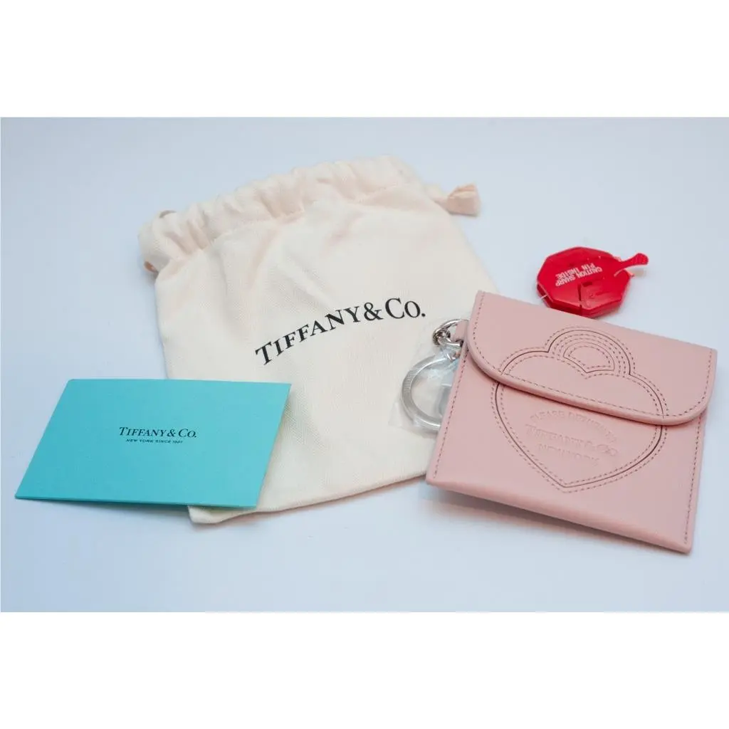 Tiffany Co. Please Return Small Pink Leather Snap Wallet Coin Purse Keycha