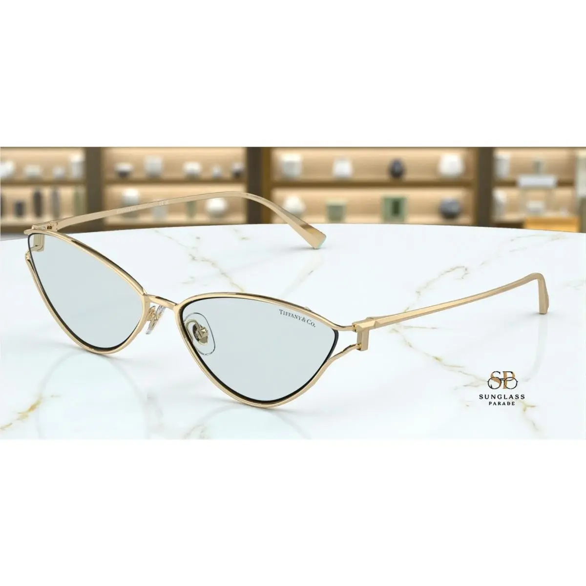 Tiffany TF3095 6196MF Pale Gold Photo Azure 61 mm Women`s Sunglasses