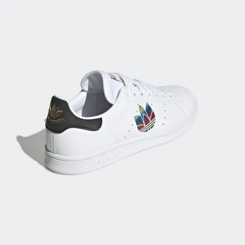 Adidas Stan Smith Women`s Size 9 Colorful Trefoil Casual Sneakers White Leather