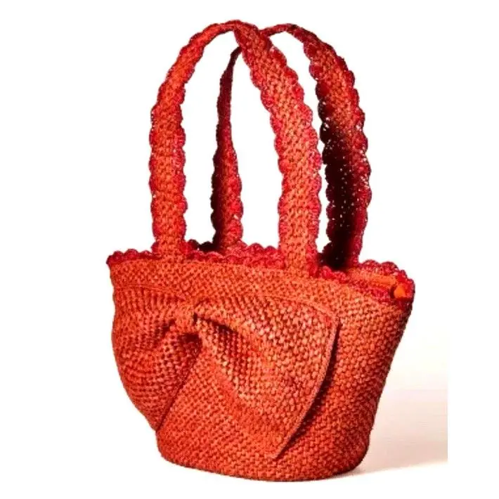 Kate Spade Raffia Bow Tote Bag Target New York Red In Purse Handbag