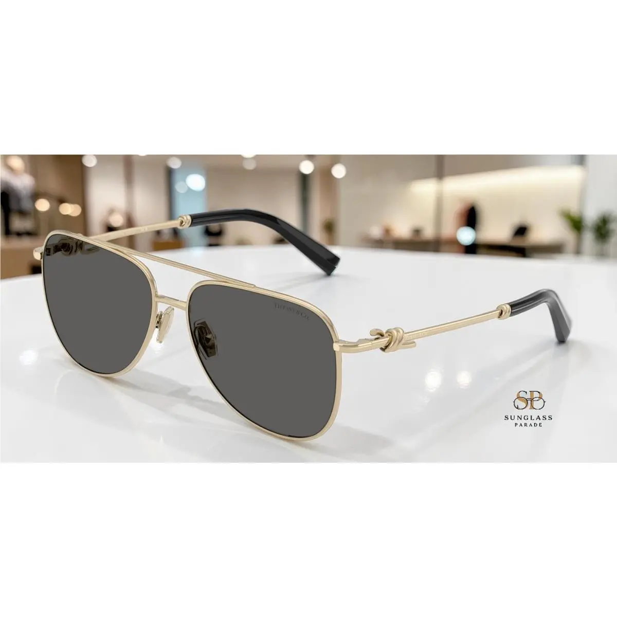 Tiffany TF3116 6021S4 Pale Gold Dark Grey 59 mm Women`s Sunglasses