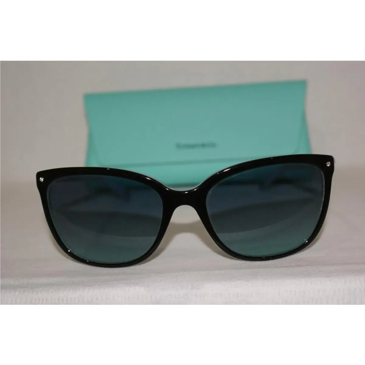 Authenti Tiffany Sunglasses 4105-H-B Black/blue 8193/9S 55-17 W Origina Case