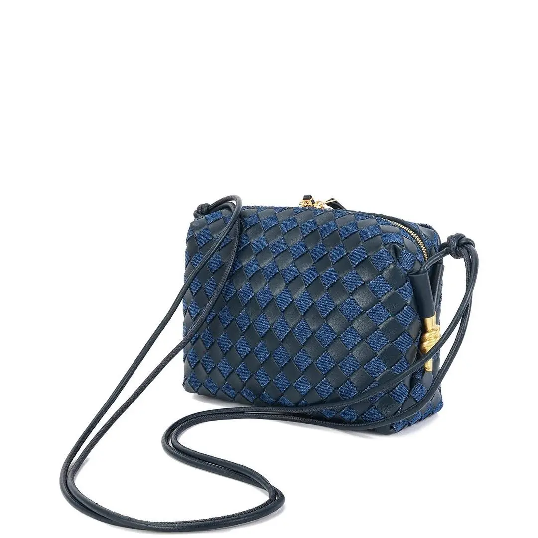 Tiffany Fred Paris Woven Leather Denim Crossbody Women`s Blue