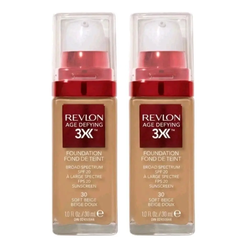 2X Revlon Age Defying 3X Firming Lifting Makeup 30 Soft Beige 1 fl Oz. ea