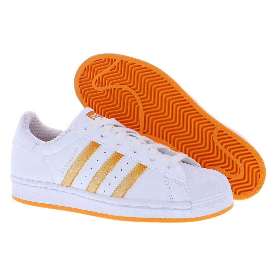 Adidas Superstar GS Boys Shoes Size 5 Color: White/orange