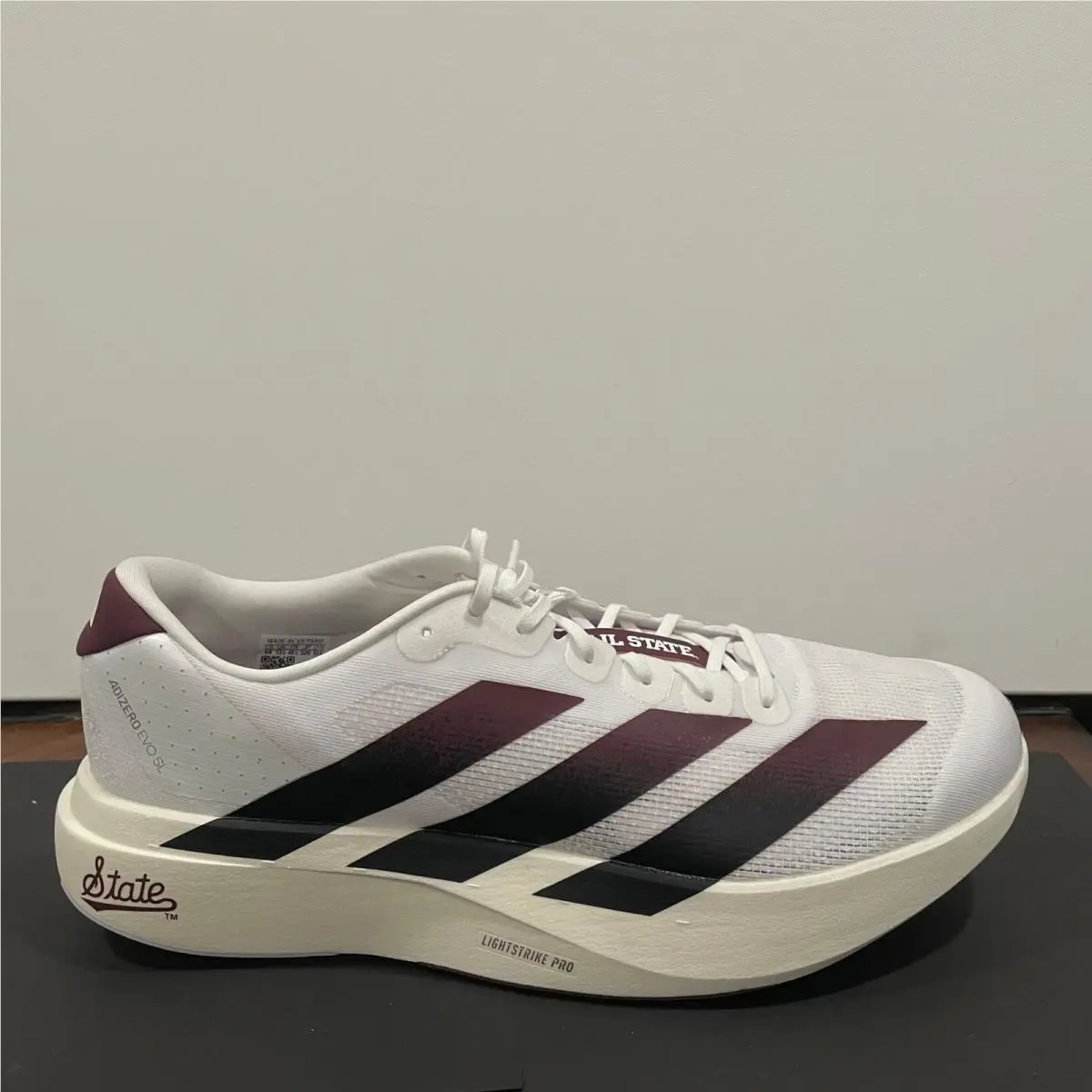 Adidas Adizero Evo SL Hail State Mississippi State Maroon White Mens 14 JQ4573