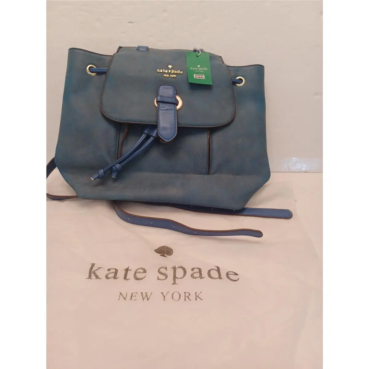 Kate Spade Leather Back Pack/purse 23223 Dark Blue W/tags Dust Bag